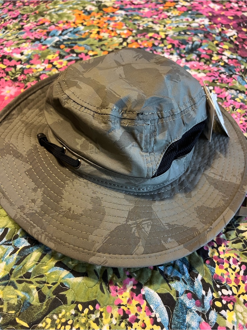 Kids Olive Camo Sun Hat with Breathable Mesh